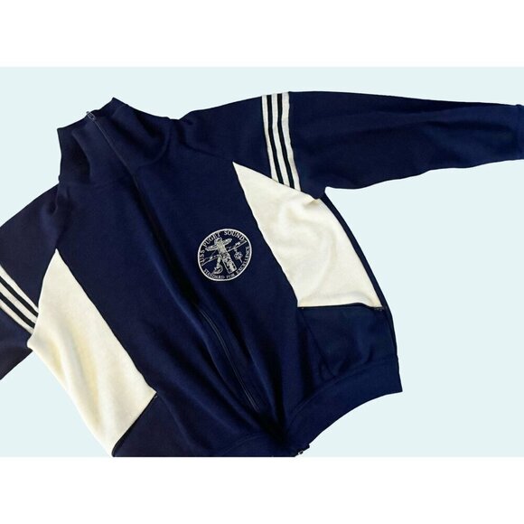 Vintage Navy USS Puget Sound Zip Up Sweatshirt Blue Cream Size Small EUC - Picture 6 of 8